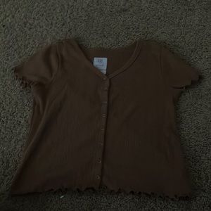 Gap teen textured button up crop top